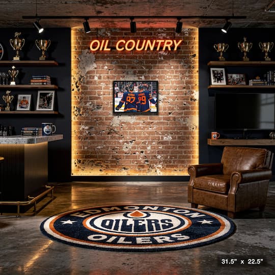 Connor McDavid and Leon Draisaitl 20" x 29" Framed Canvas Oilers Alternate Jersey Behind-H 31.5" x 22.5"